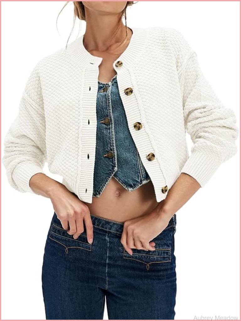 Lightweight Cardigan Sweater - Button Down Crewneck Knit For Work Or Casual